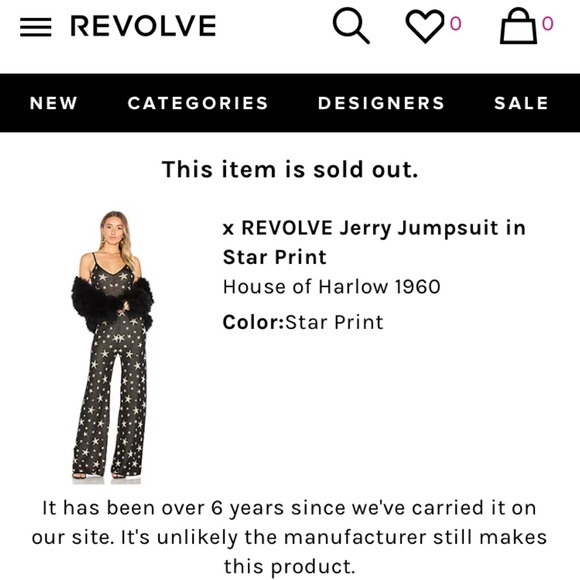 Deadstock Rare House of Harlow 1960 X REVOLVE Star Print Jerry Jumpsuit Size S - Picture 16 of 16